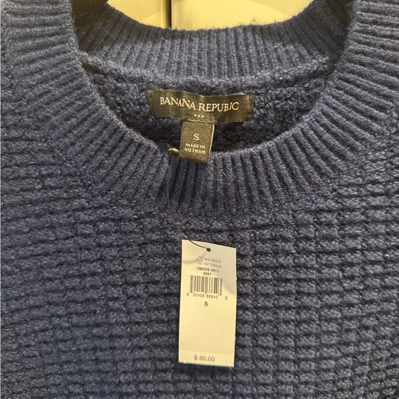 Banana Republic Navy Blue Cable knit Crewneck Sweater - Picture 3 of 5